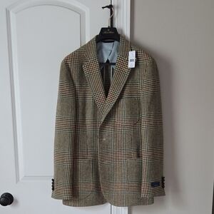 NWT Brooks Brothers Men’s Classic Fit Wool 1818 Sport Coat in Glen Plaid Sz 42R